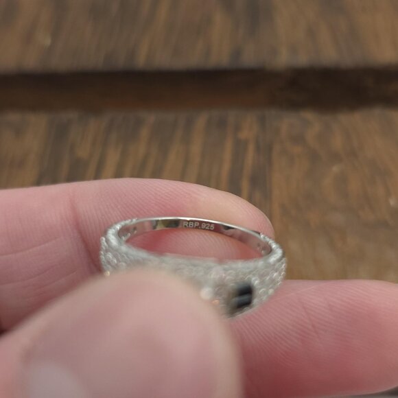 Size 6.25 Sterling Silver Square Opal With Cubic Zirconia Accents Ring A1508 - Picture 6 of 9